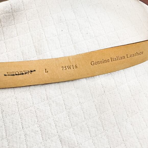 Worth Italian Leather Studded Belt Brown Buckle Accents Size L - Picture 3 of 5